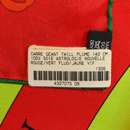 Hermes Silk Astrologie Nouvelle Scarf 140 Rouge Vert Fluo Jaune Vif 5 of 5