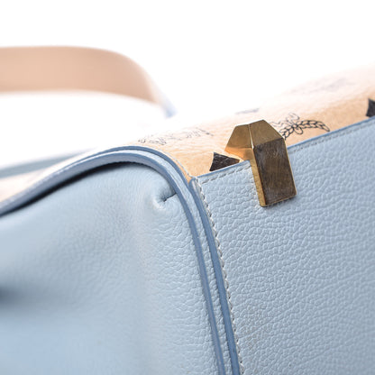 MCM Visetos Small Corina Shoulder Bag Beige Sky Blue 14 of 19
