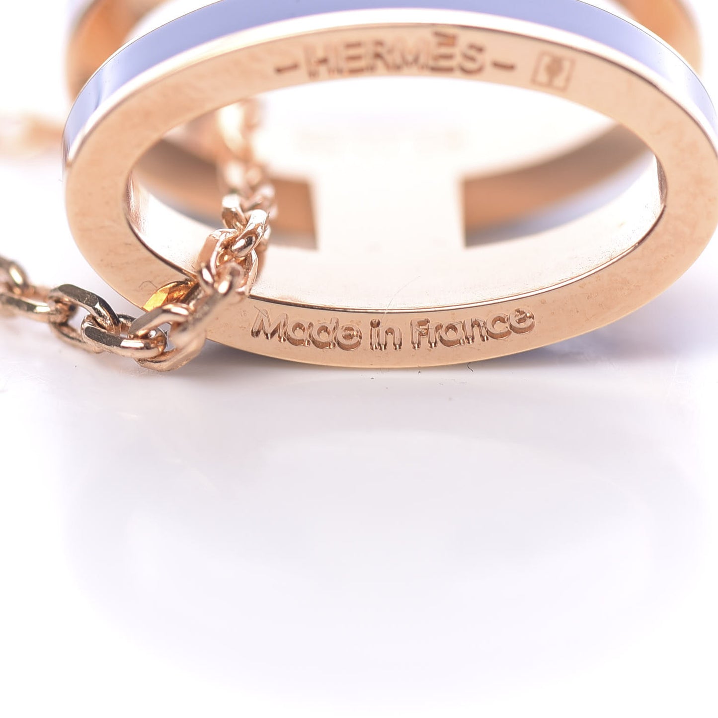 Lacquered Rose Gold Pop H Pendant Necklace Bleu Royal