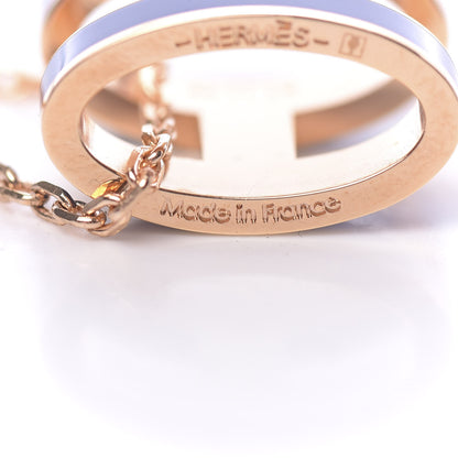 Hermes Lacquered Rose Gold Pop H Pendant Necklace Bleu Royal 6 of 8