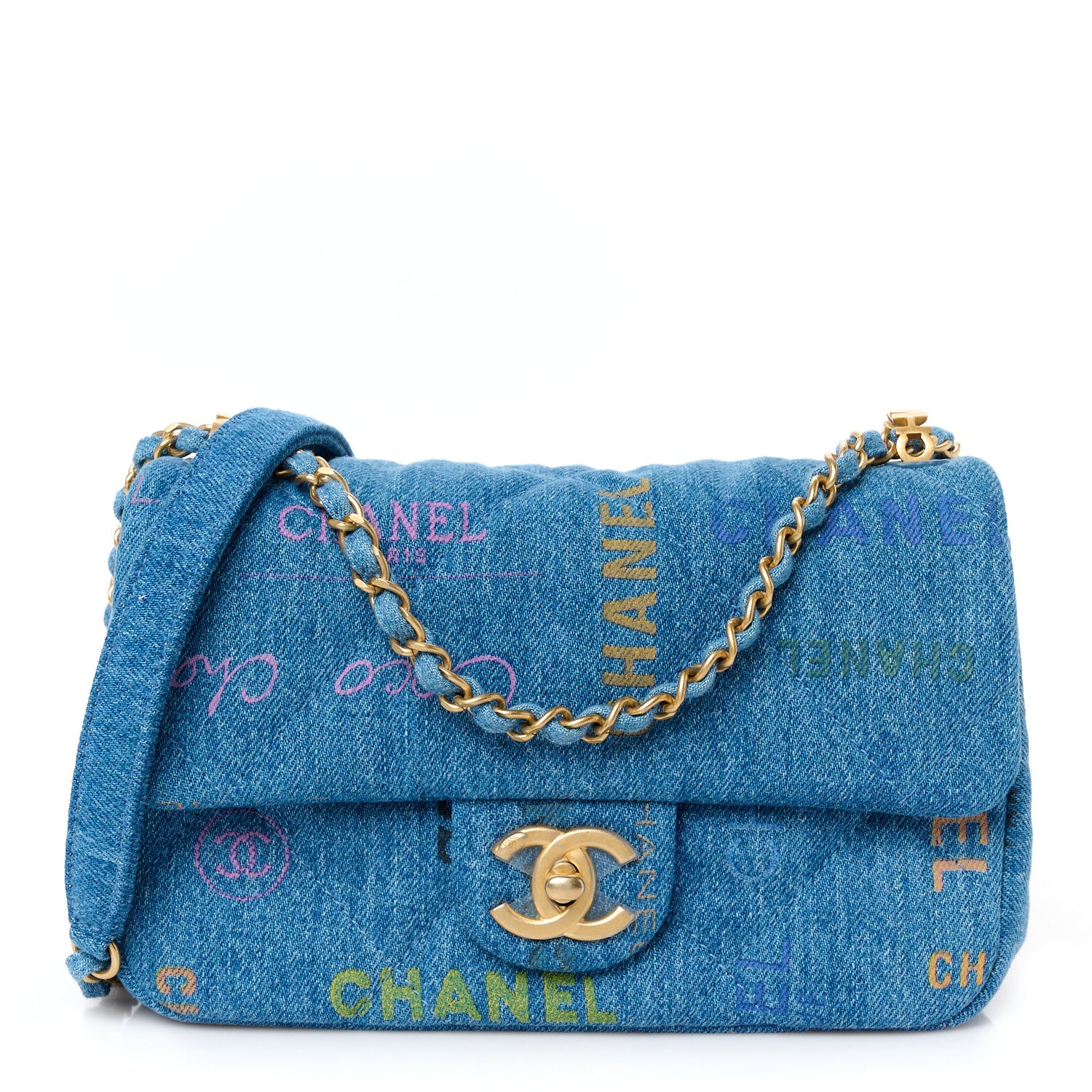 Chanel Denim Quilted Mini Denim Mood Rectangular Flap Blue Multicolor 1 of 12
