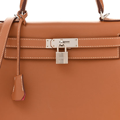 Hermes Evercolor Verso Kelly Retourne 28 Gold Rose Azalee 8 of 11