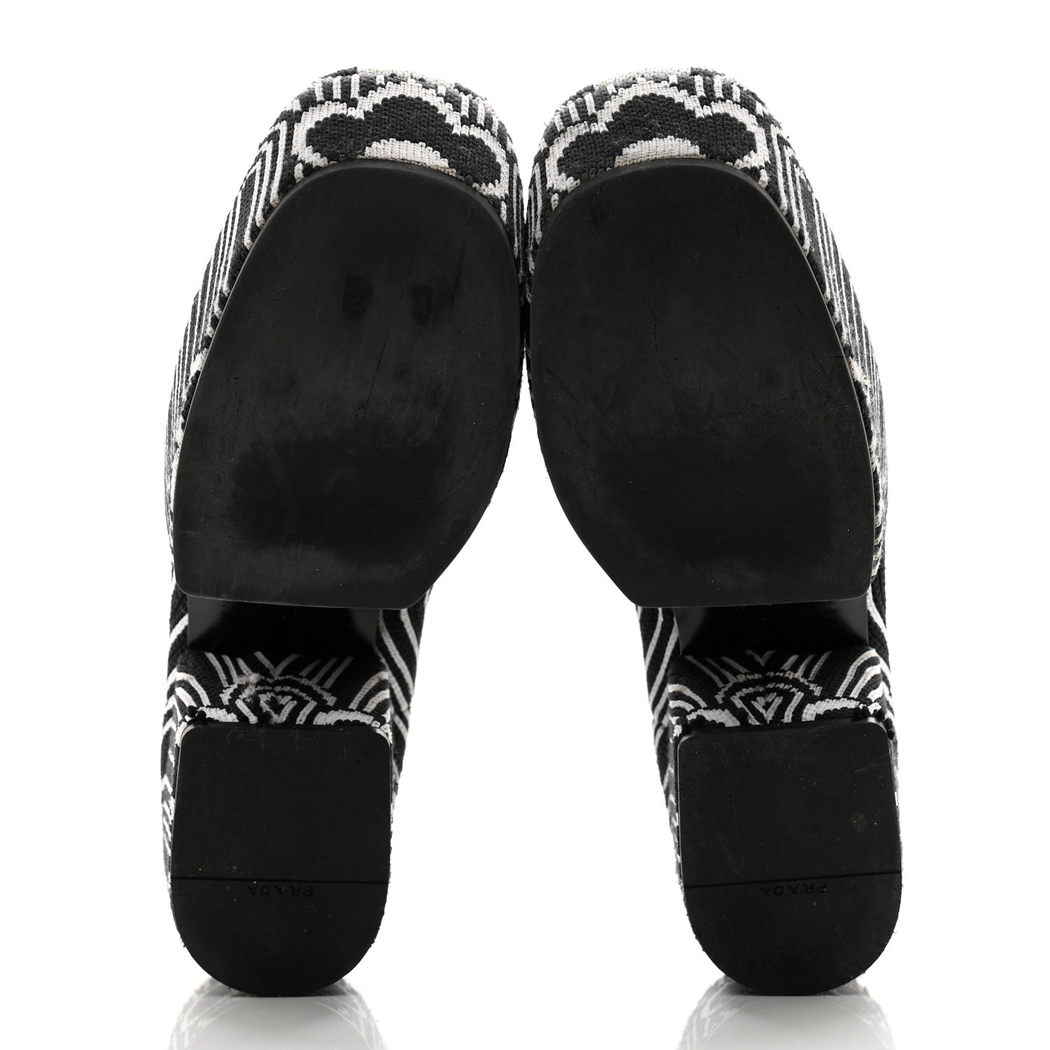 Prada Jacquard Knit Platform Ankle Boots 37 Black 5 of 10