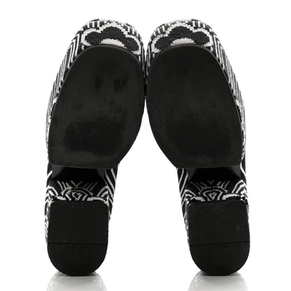 Prada Jacquard Knit Platform Ankle Boots 37 Black 5 of 10