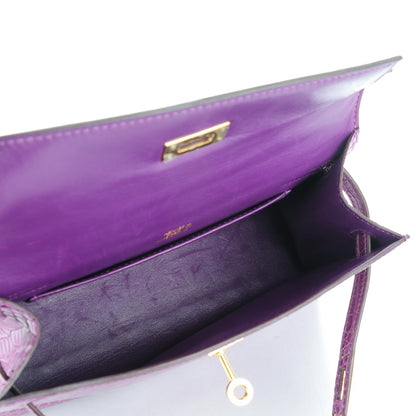 Hermes Shiny Alligator Kelly Pochette Violet 10 of 21