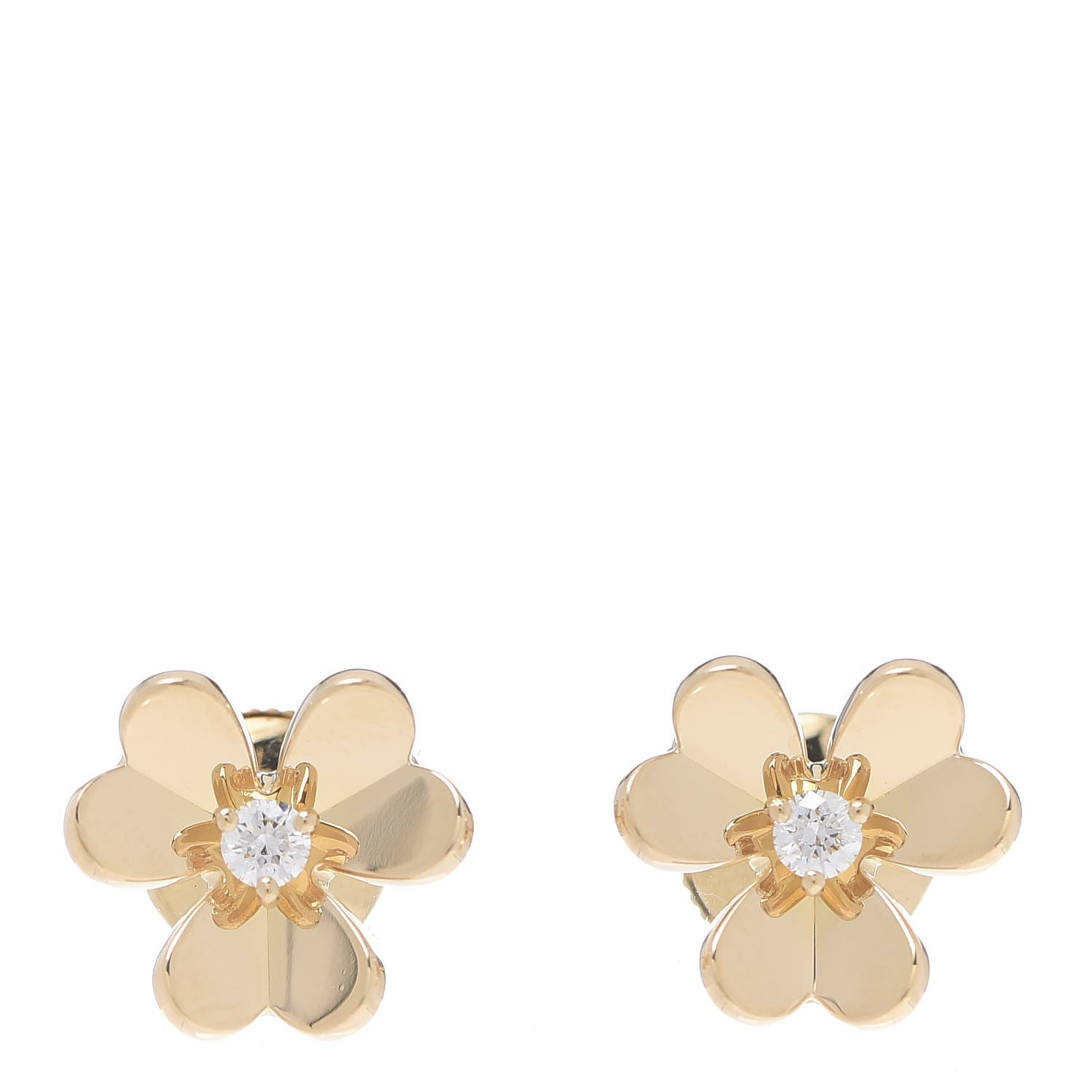 Van Cleef & Arpels 18K Yellow Gold Diamond Mini Frivole Earrings 1 of 5