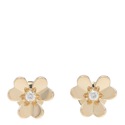 Van Cleef & Arpels 18K Yellow Gold Diamond Mini Frivole Earrings 1 of 5