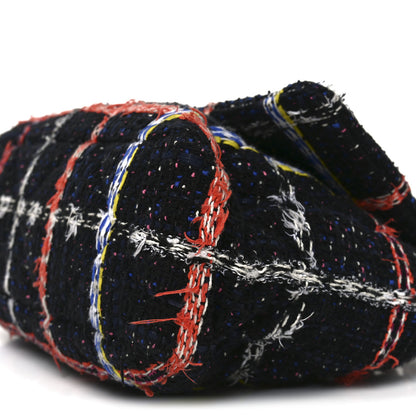 Chanel Tweed Quilted Large Chanel 19 Flap Black Orange Blue 10 of 10