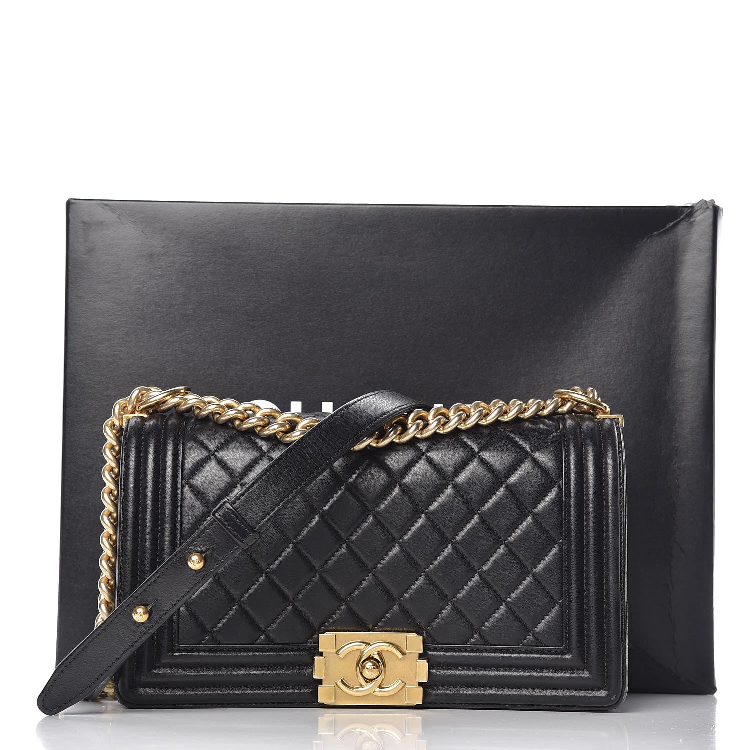 Chanel Lambskin Quilted Medium Boy Flap Black 12 of 12