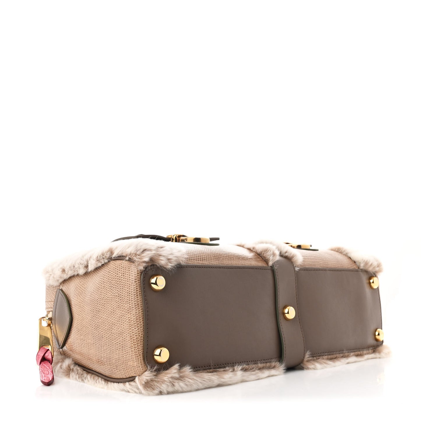 Chinchilla Fur Lizard Venetia Satchel Streak