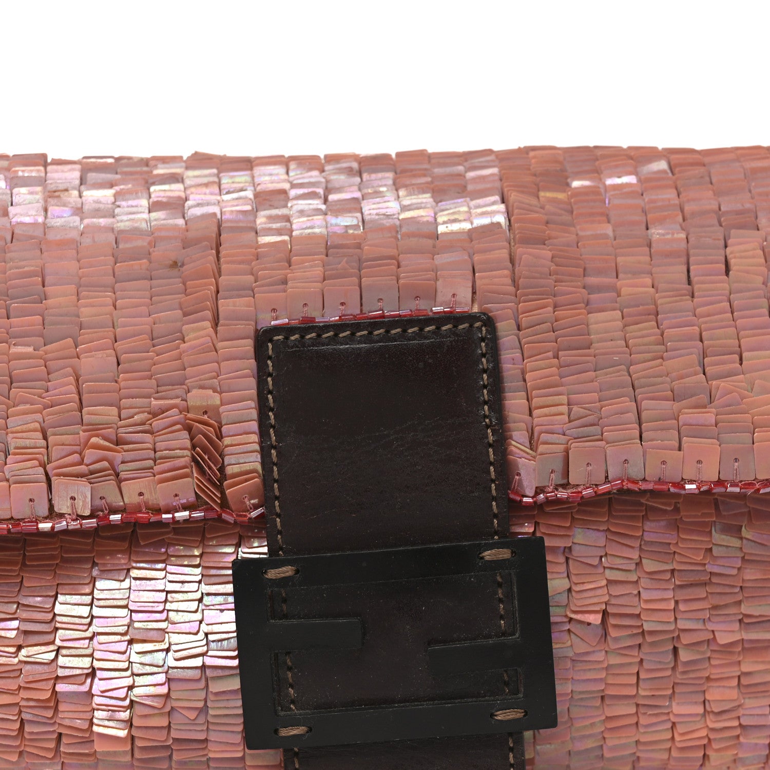 Fendi Sequin Beaded Baguette Pink Dark Brown 12 of 25