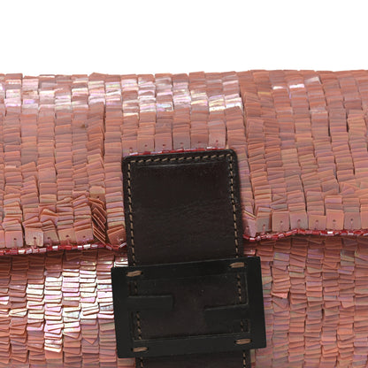 Fendi Sequin Beaded Baguette Pink Dark Brown 12 of 25