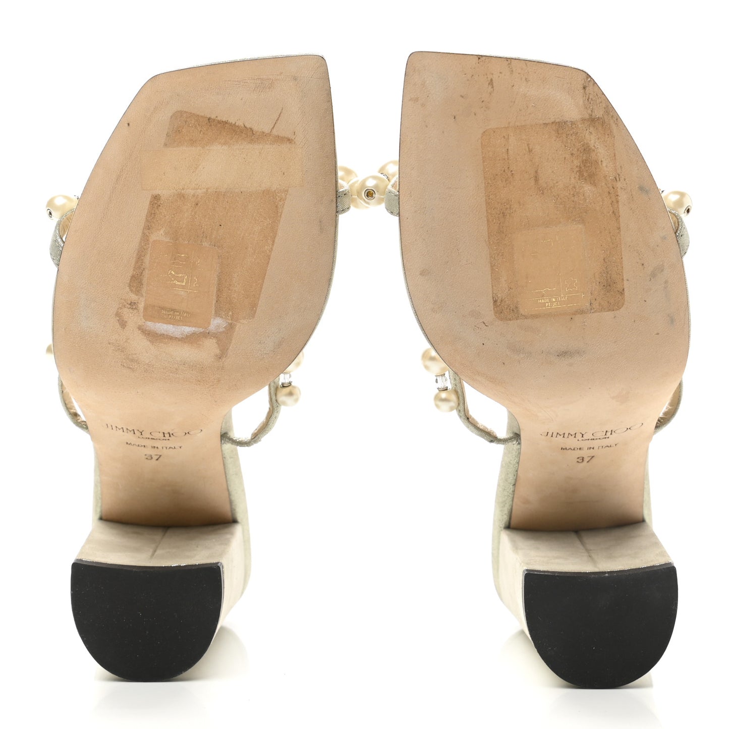 Shimmer Suede Pearl Embellished Amara 85 Mule Sandals 37 Champagne