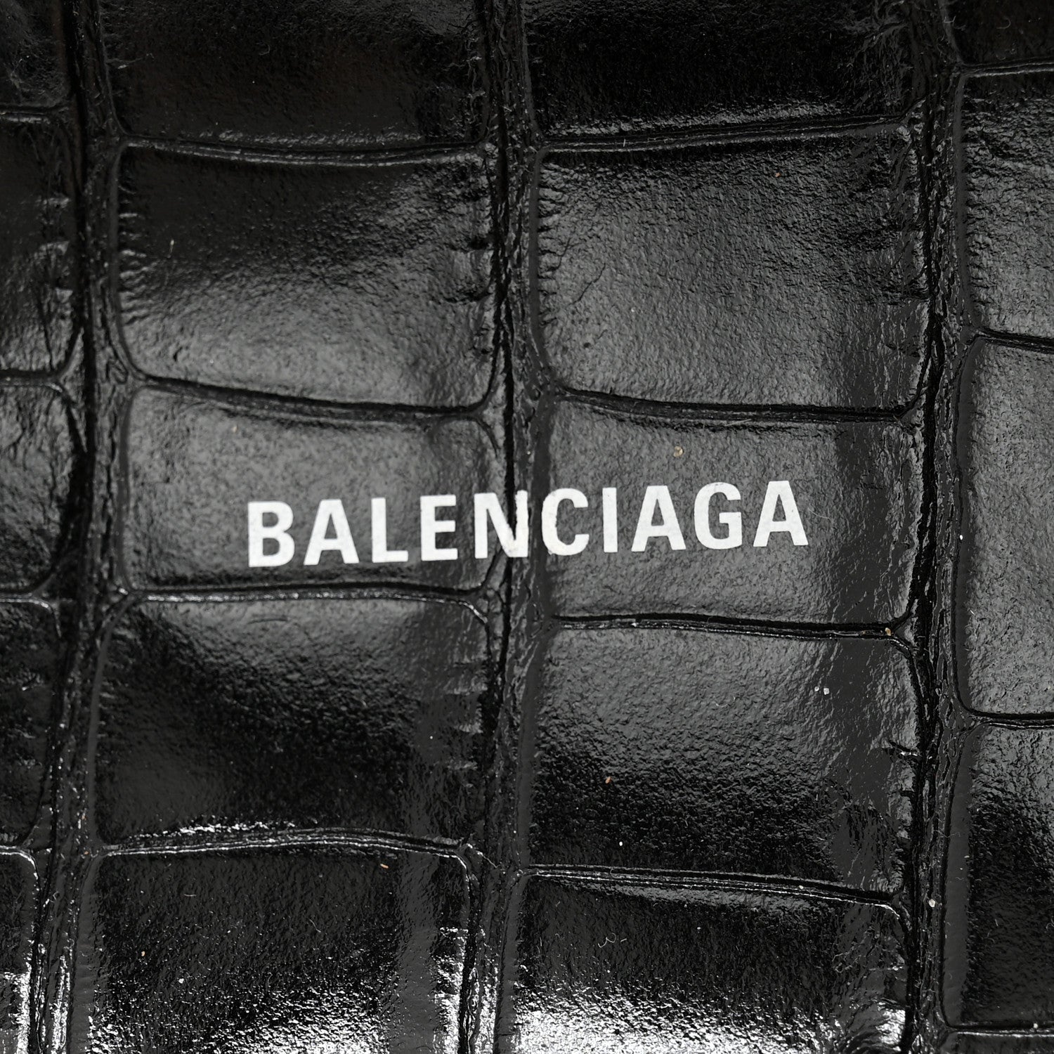 Balenciaga Calfskin Crocodile Embossed Mallorca Slide Sandals 37 Black 6 of 10
