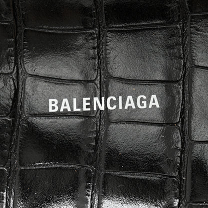 Balenciaga Calfskin Crocodile Embossed Mallorca Slide Sandals 37 Black 6 of 10