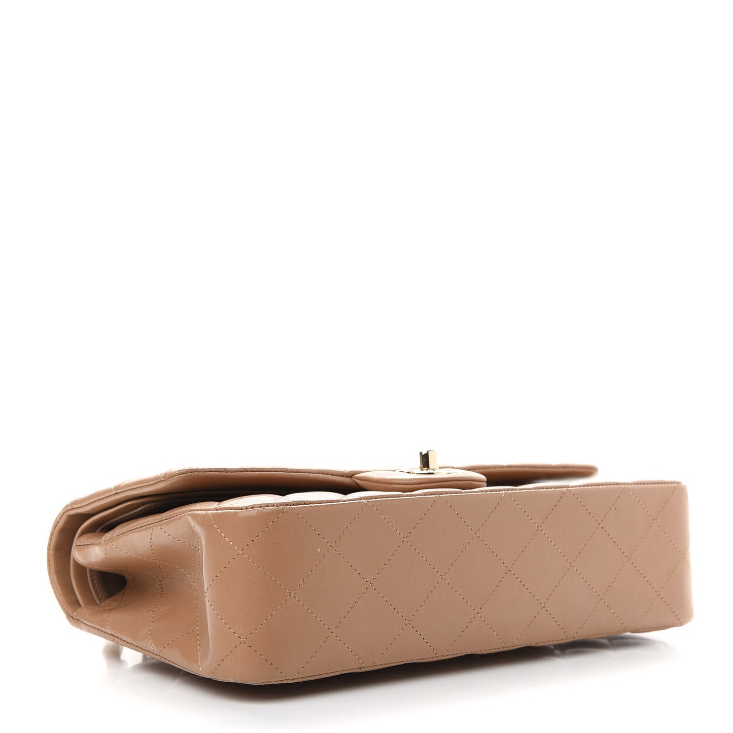 Lambskin Quilted Medium Double Flap Beige
