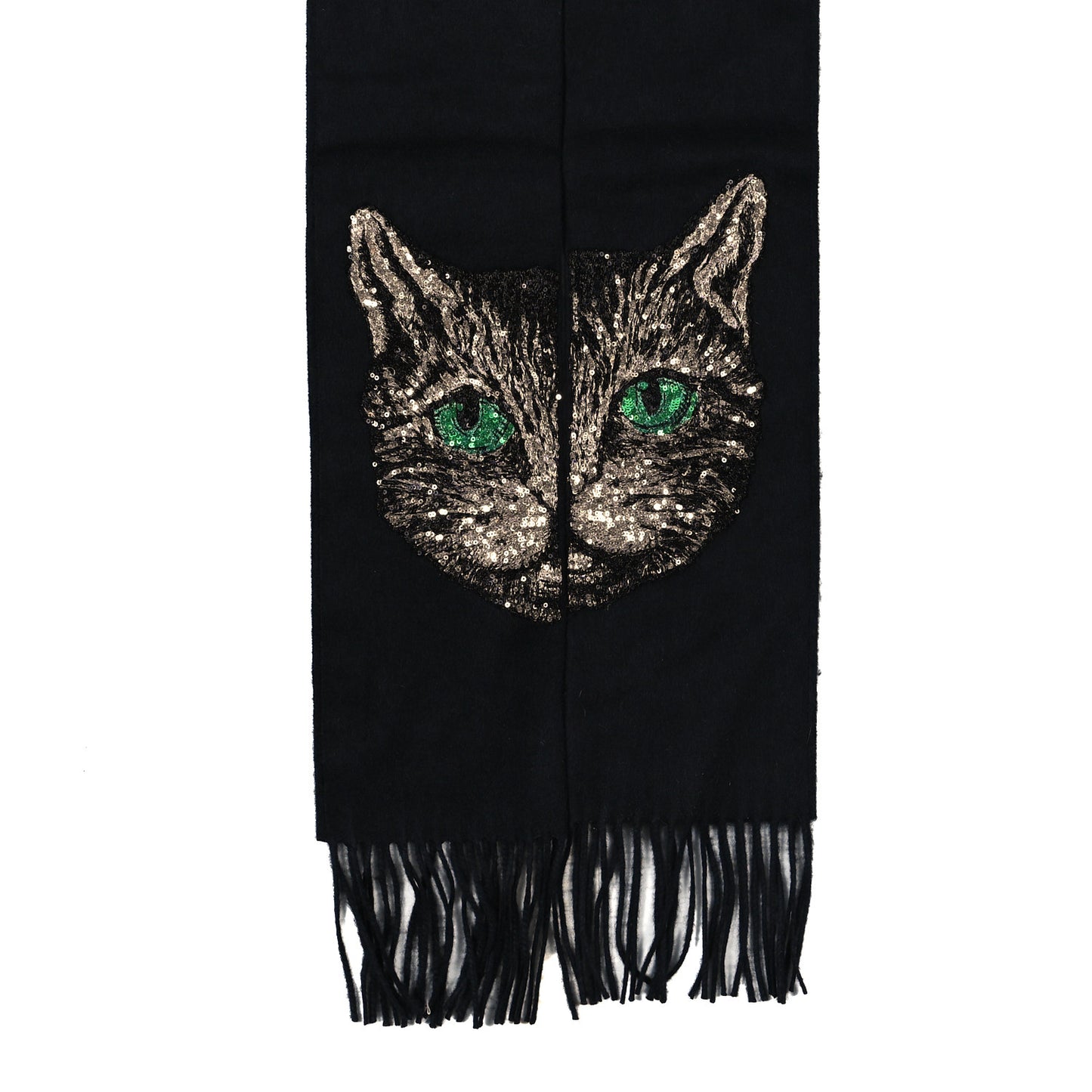 Silk Cashmere Sequins Guccy Scarf Black