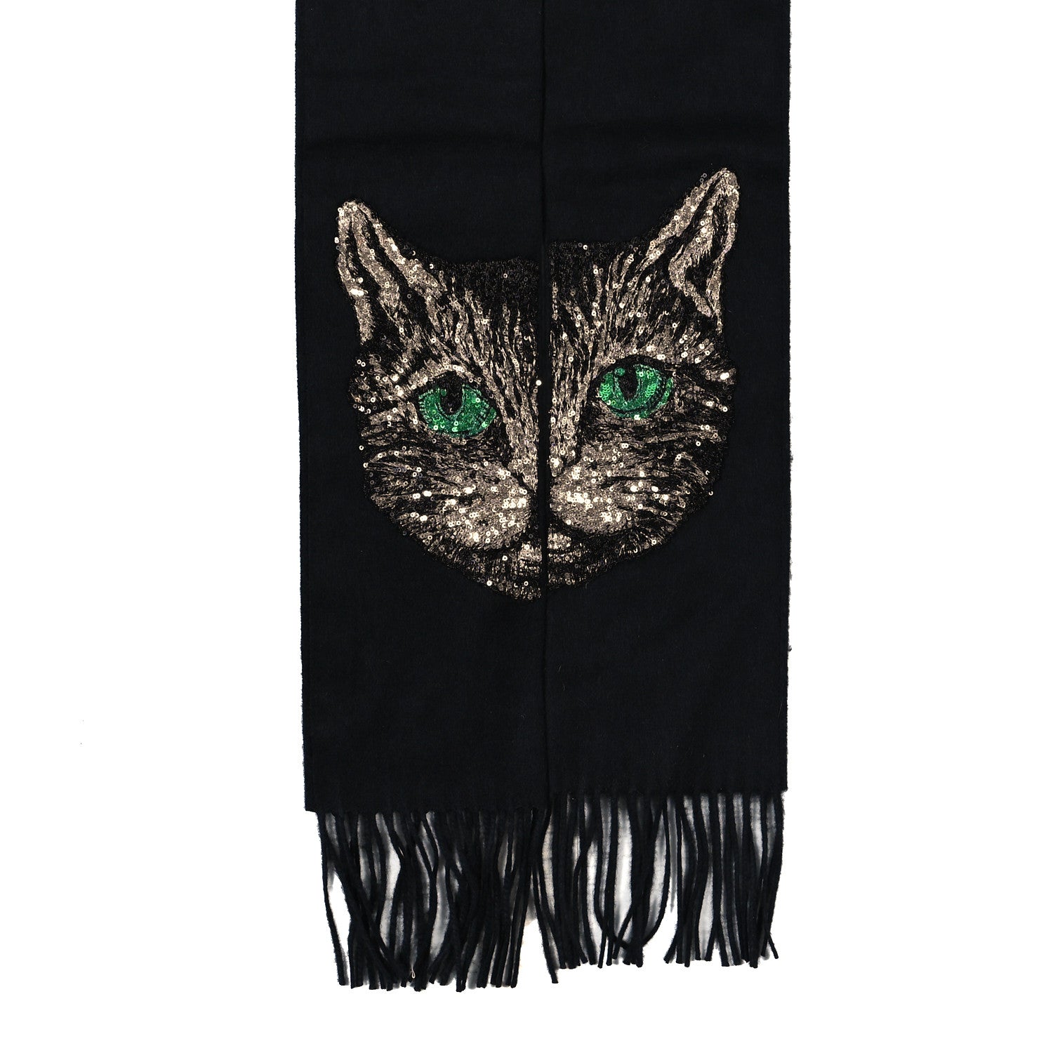 Gucci Silk Cashmere Sequins Guccy Scarf Black 2 of 3