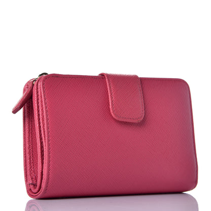 Prada Saffiano Metal Compact Wallet Peonia 3 of 9
