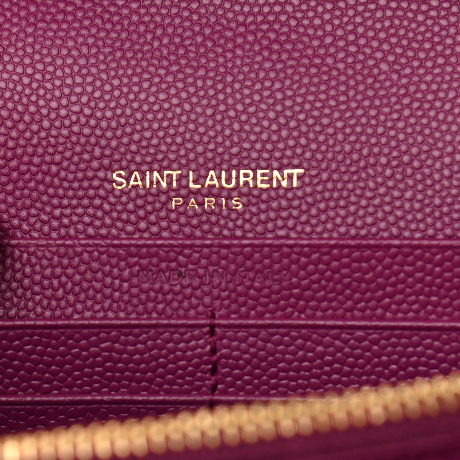 Saint Laurent Grain De Poudre Matelasse Chevron Monogram Chain Wallet Dark Grape 6 of 9