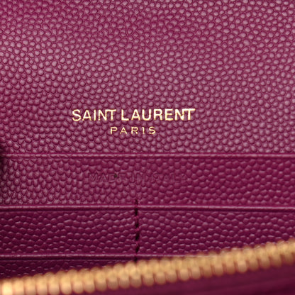 Saint Laurent Grain De Poudre Matelasse Chevron Monogram Chain Wallet Dark Grape 6 of 9