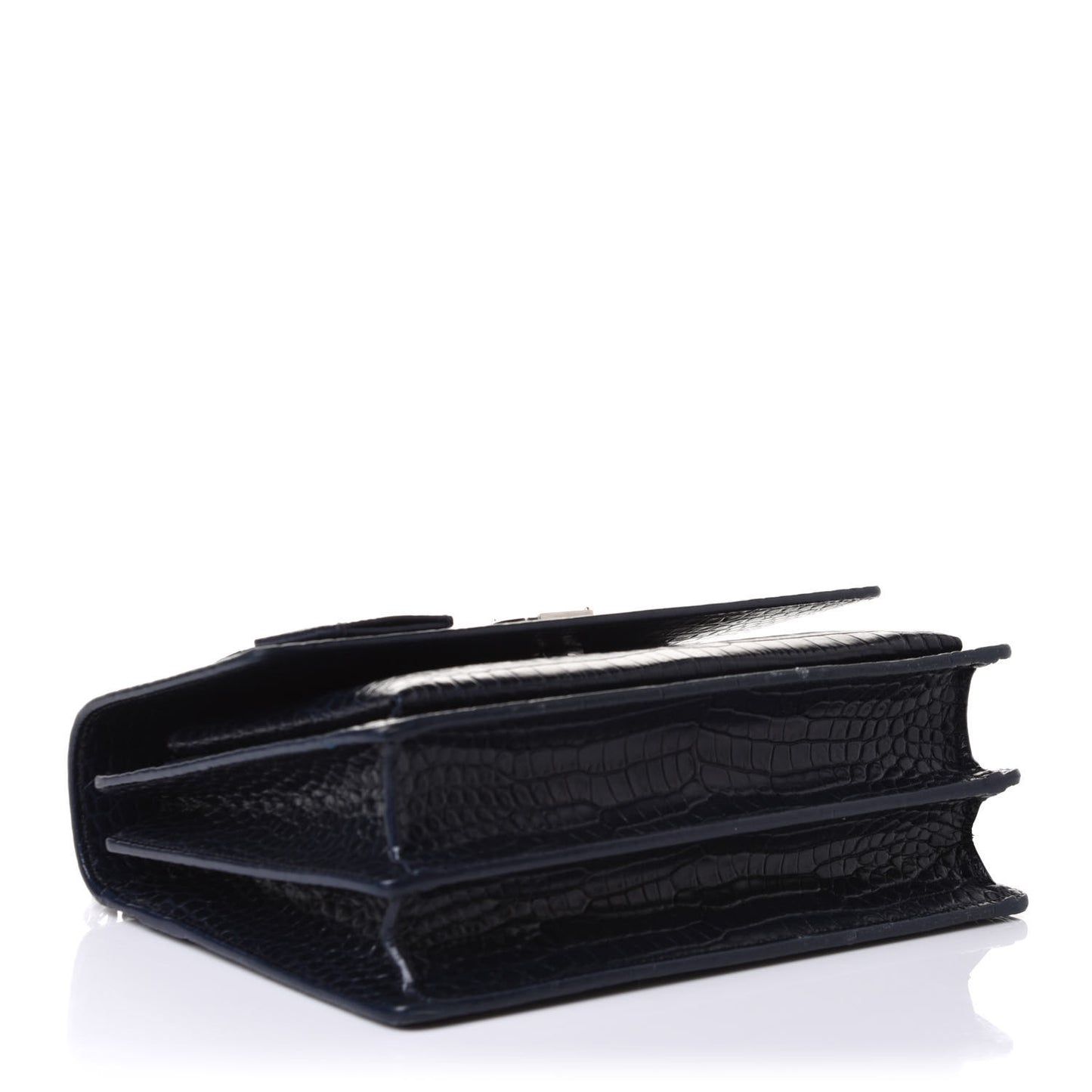 Calfskin Crocodile Embossed Medium Monogram Sunset Navy