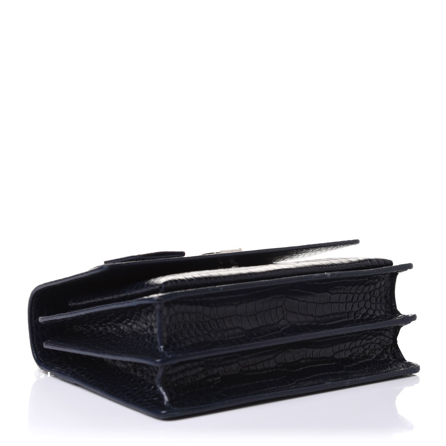 Saint Laurent Calfskin Crocodile Embossed Medium Monogram Sunset Navy 4 of 18