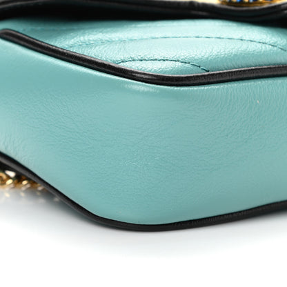 Gucci Azalea Calfskin Enamel Matelasse Diagonal Super Mini Torchon GG Marmont Shoulder Bag Butter Dusty Azure Black Electric Blue 8 of 11