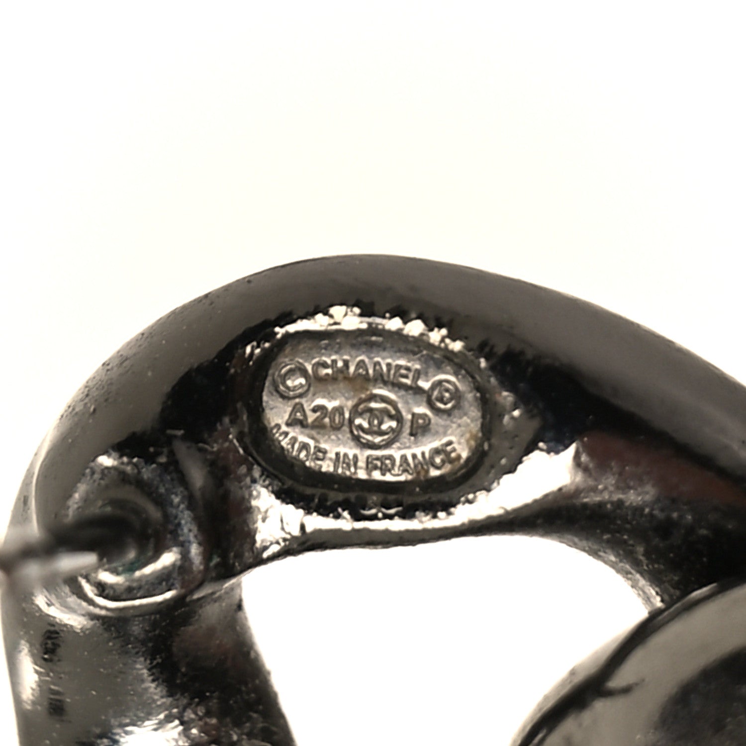 Chanel Metal CC Pick Drop Earrings Ruthenium 4 of 5
