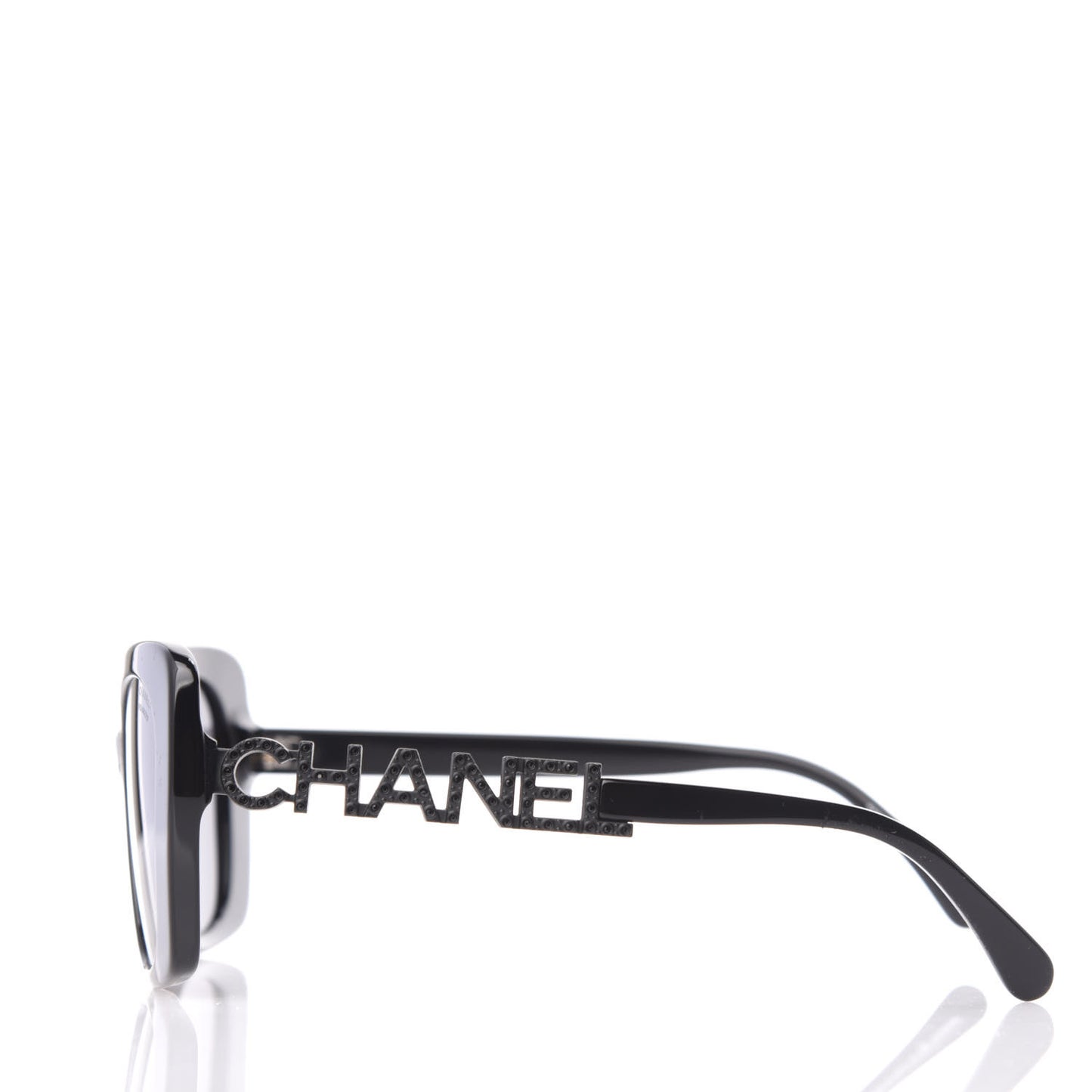 Acetate Strass Polarized Square Sunglasses 5422-B Black