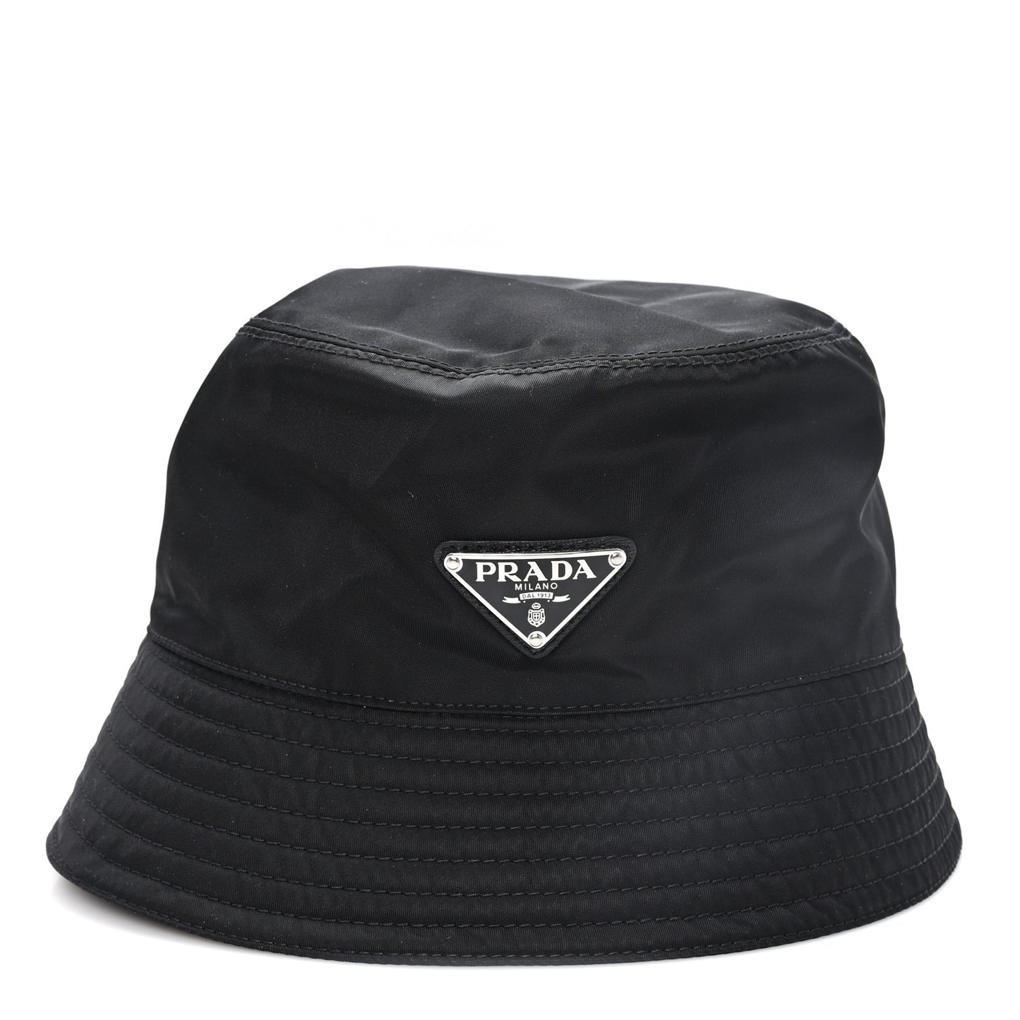 Re-Nylon Metal Triangle Logo Womens Bucket Hat L Black