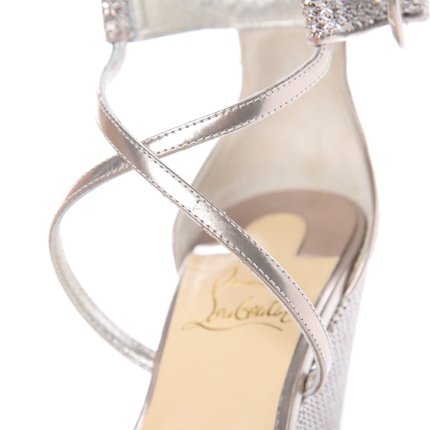 Christian Louboutin Lurex Chocazeppa 120 Platform Wedge Sandals 38 Colombe 10 of 10