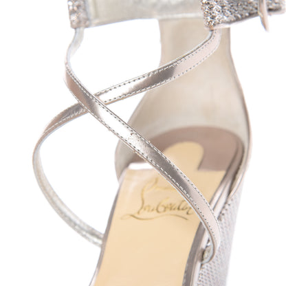 Christian Louboutin Lurex Chocazeppa 120 Platform Wedge Sandals 38 Colombe 10 of 10