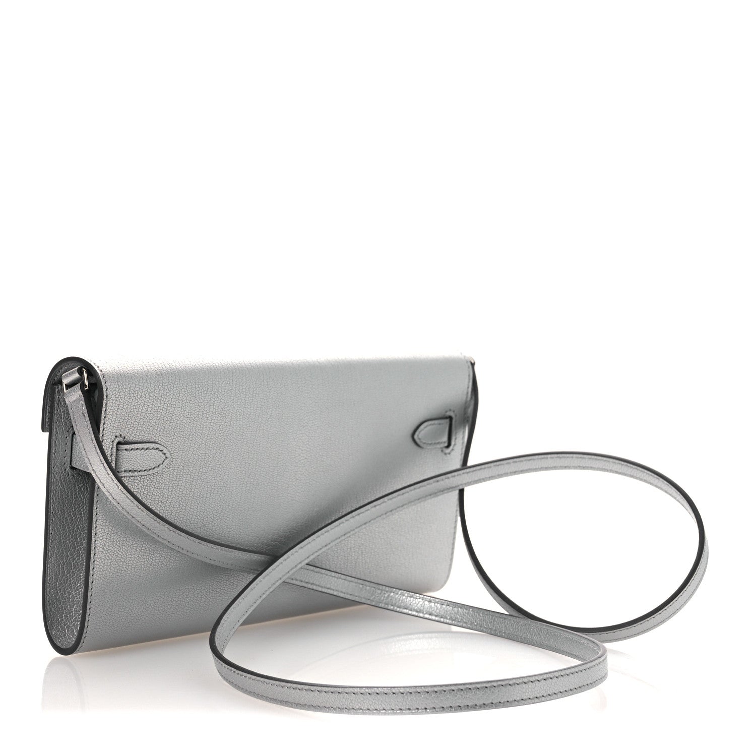 Hermes Metallic Chevre Chamkilight Kelly Wallet To Go Argent 4 of 25