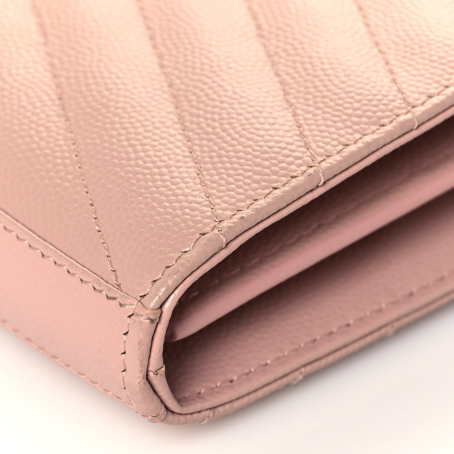 Grain De Poudre Matelasse Chevron Monogram Chain Wallet Pale Pink