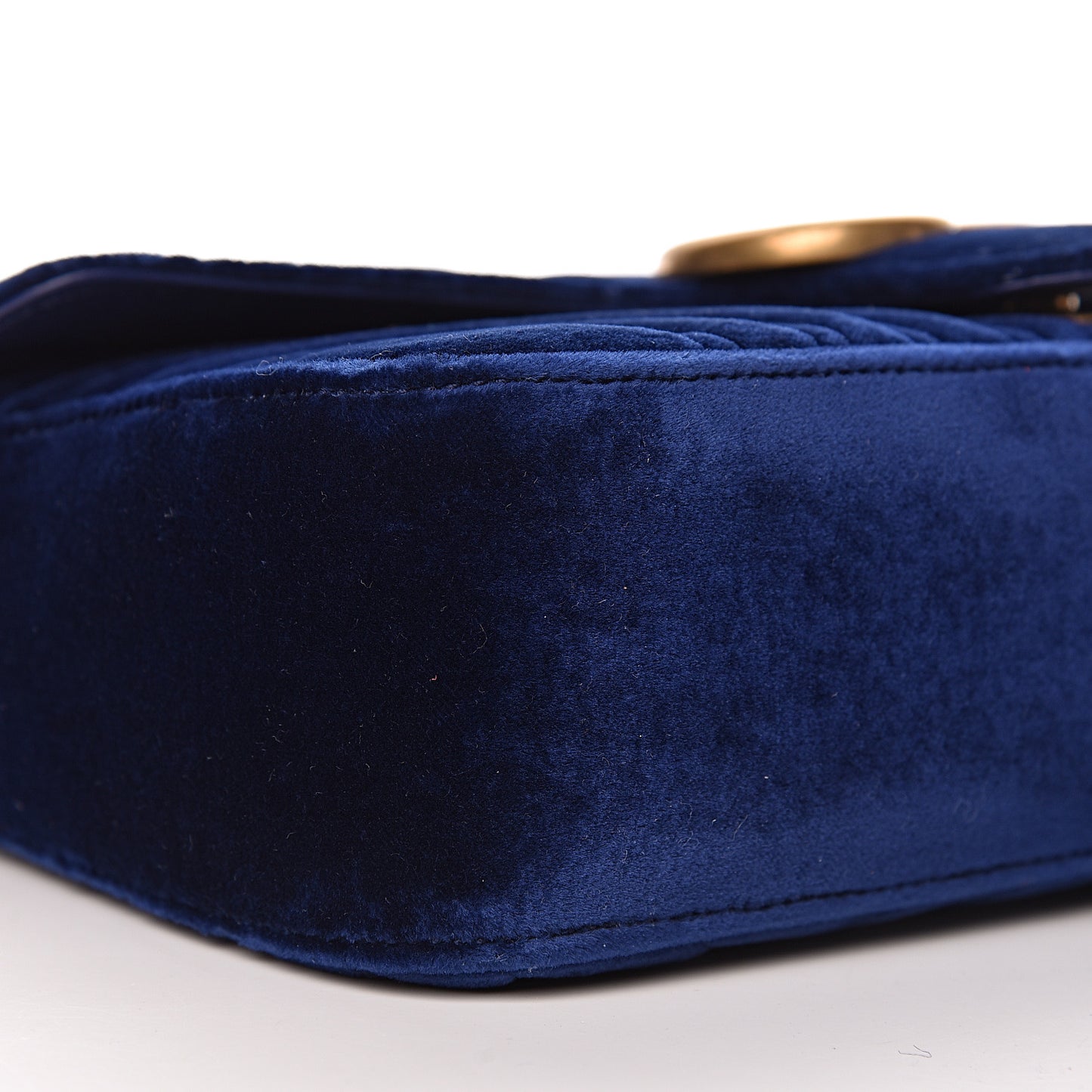 Velvet Matelasse Small GG Marmont Shoulder Bag Cobalt Blue