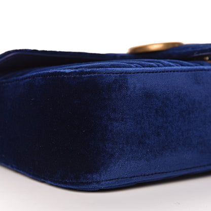 Gucci Velvet Matelasse Small GG Marmont Shoulder Bag Cobalt Blue 8 of 10