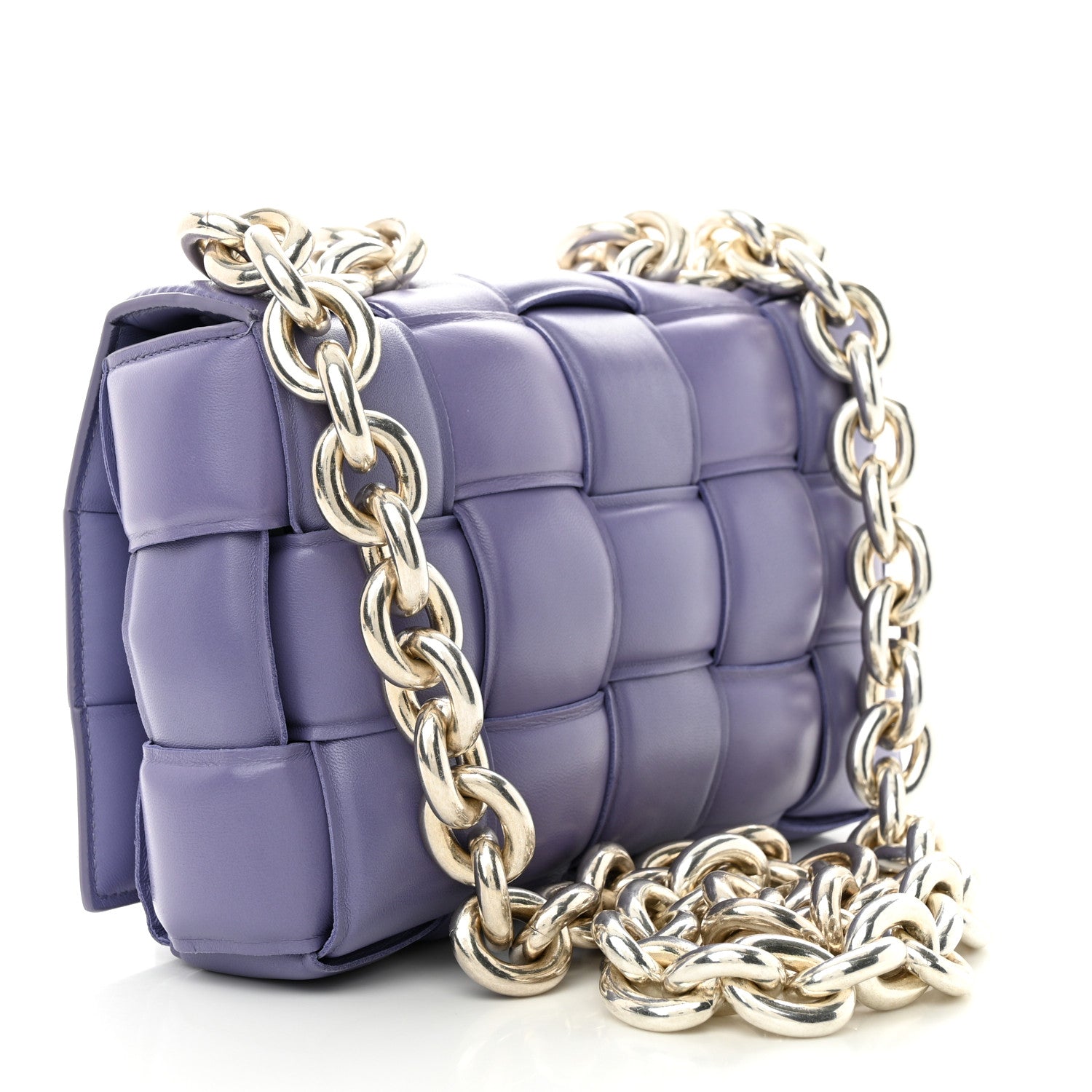 Bottega Veneta Lambskin Maxi Intreccio Padded Chain Cassette Crossbody Bag Lavender 3 of 11
