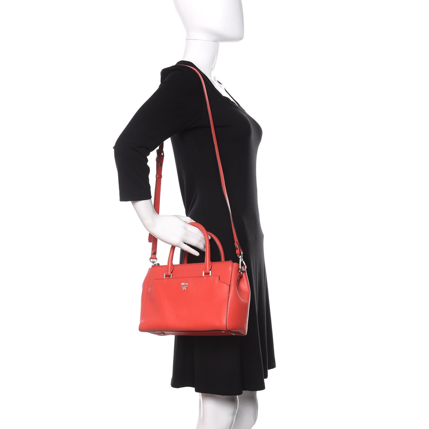 MCM Saffiano Small Elda Tote Red 2 of 15