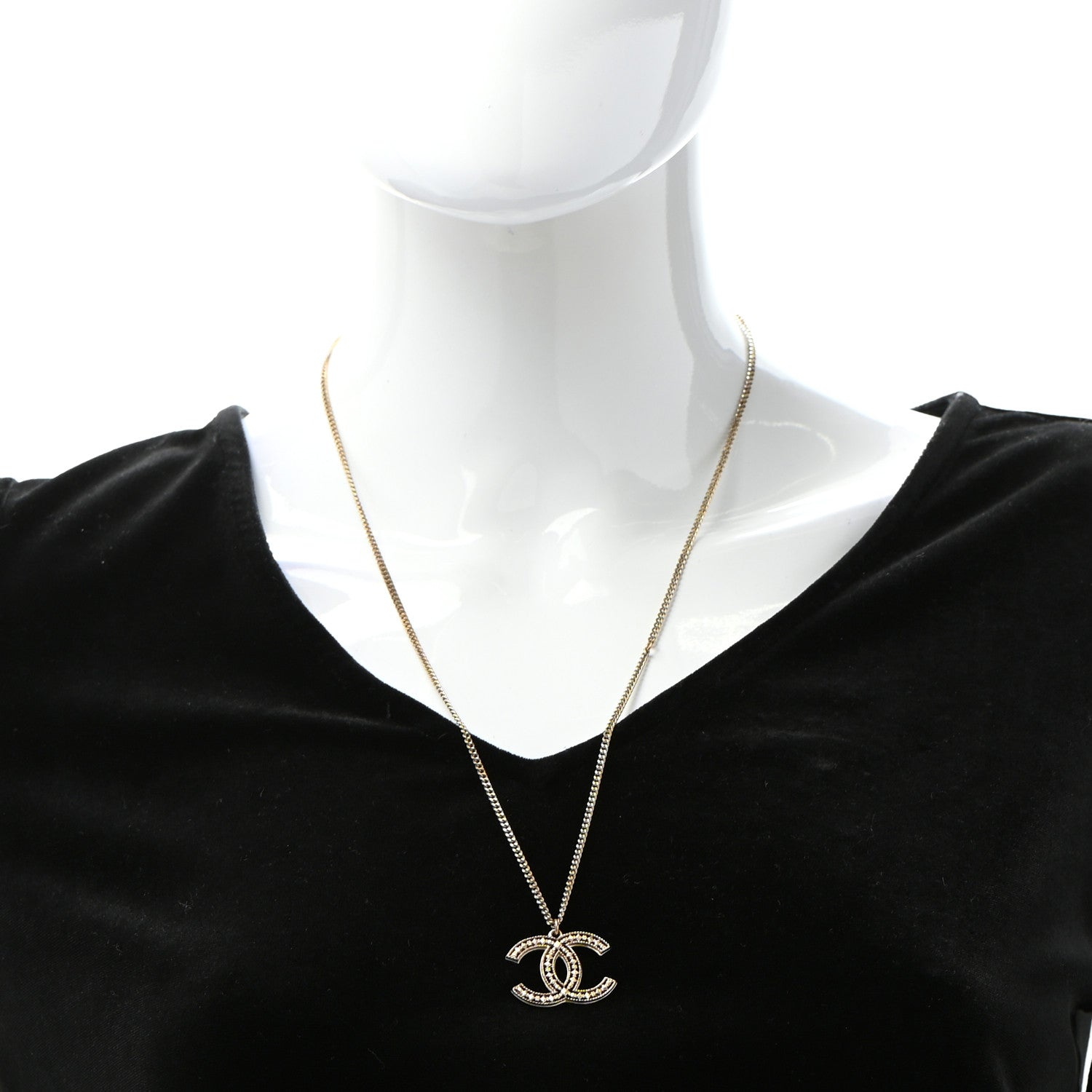 Chanel CC Pendant Necklace Gold 2 of 6