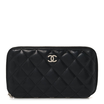 Chanel Lambskin Quilted Large Gusset Zip Around Wallet Black 1 of 10