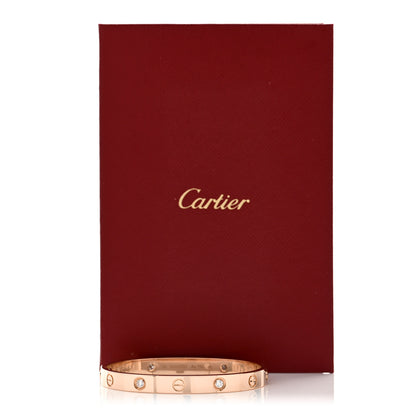 Cartier 18K Pink Gold 4 Diamond LOVE Bracelet 16 9 of 9