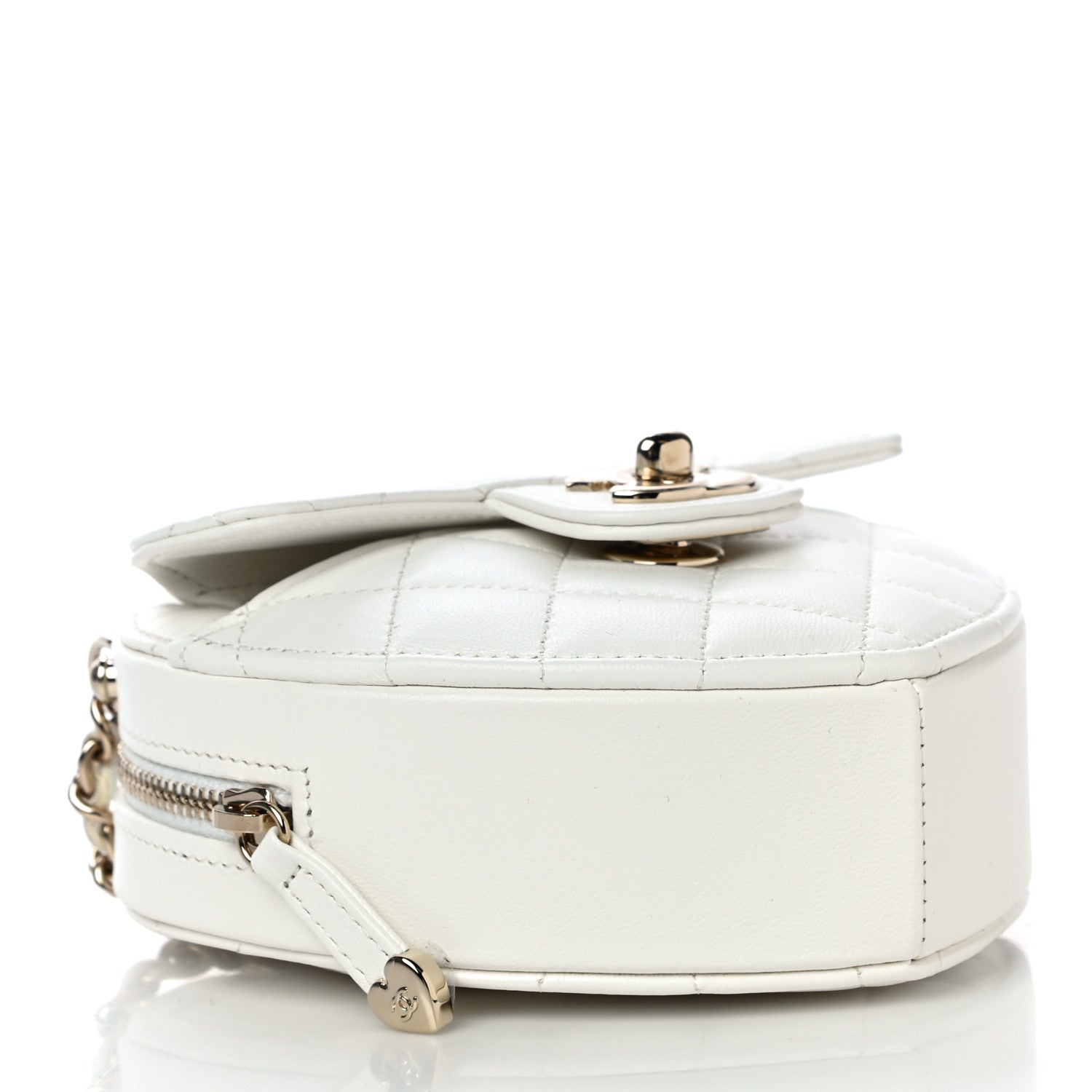 Chanel Lambskin Quilted CC In Love Heart Clutch With Chain White 4 of 10