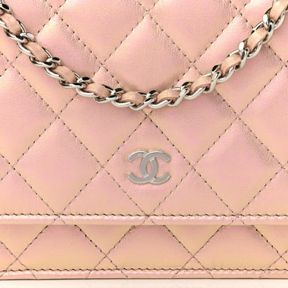 Chanel Iridescent Calfskin Quilted Wallet On Chain WOC Pink 9 of 13