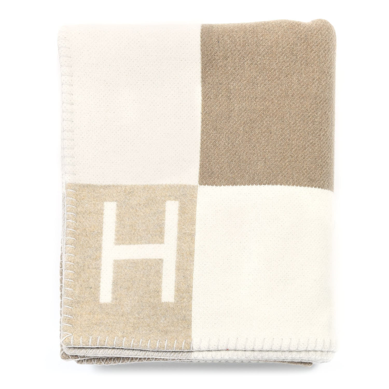 Hermes Wool Cashmere Avalon Vibration Blanket Ecru Naturel 1 of 3