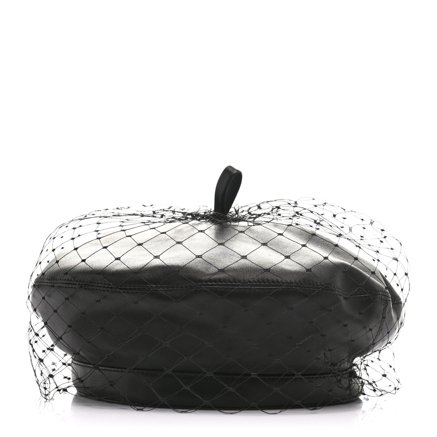 Lambskin Arty Beret Cap with Veil 57 Black
