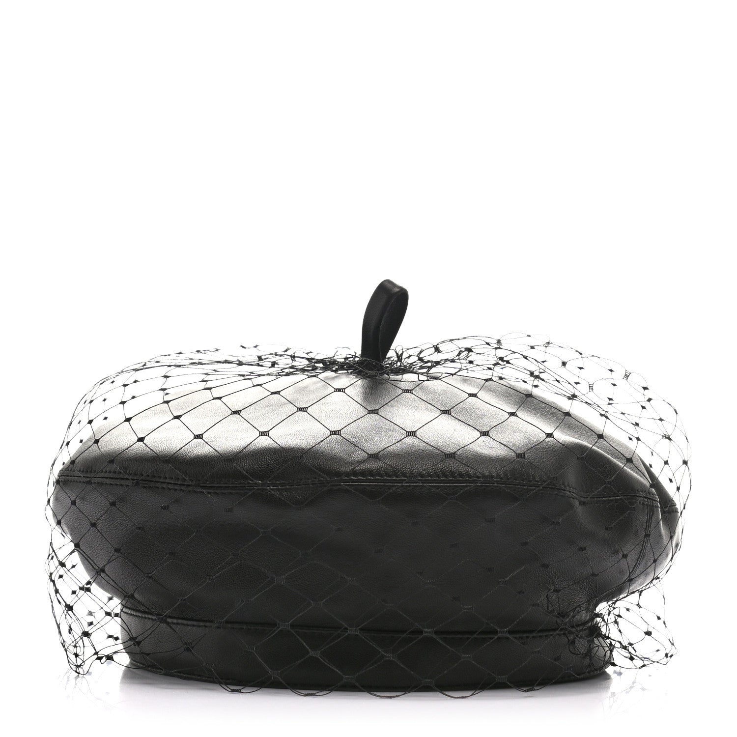 Christian Dior Lambskin Arty Beret Cap with Veil 57 Black 1 of 9