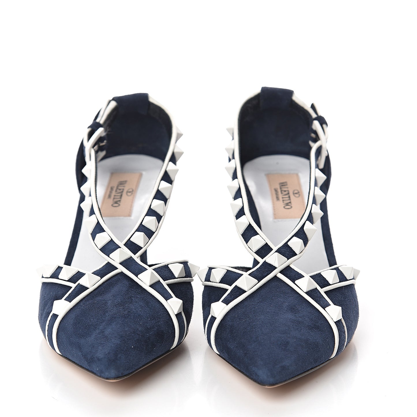 Suede Free Rockstud Cross Strap D'Orsay 55mm Pumps 35.5 Marine Optic White