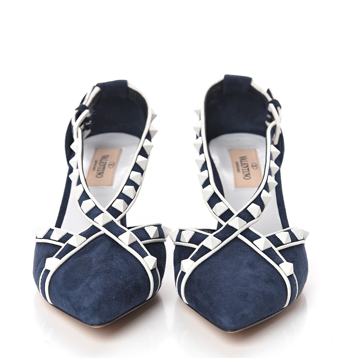 Valentino Garavani Suede Free Rockstud Cross Strap D'Orsay 55mm Pumps 35.5 Marine Optic White 2 of 7
