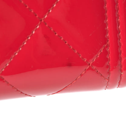 Chanel Patent Quilted Small Boy Zip Around Wallet Dark Pink 10 of 10